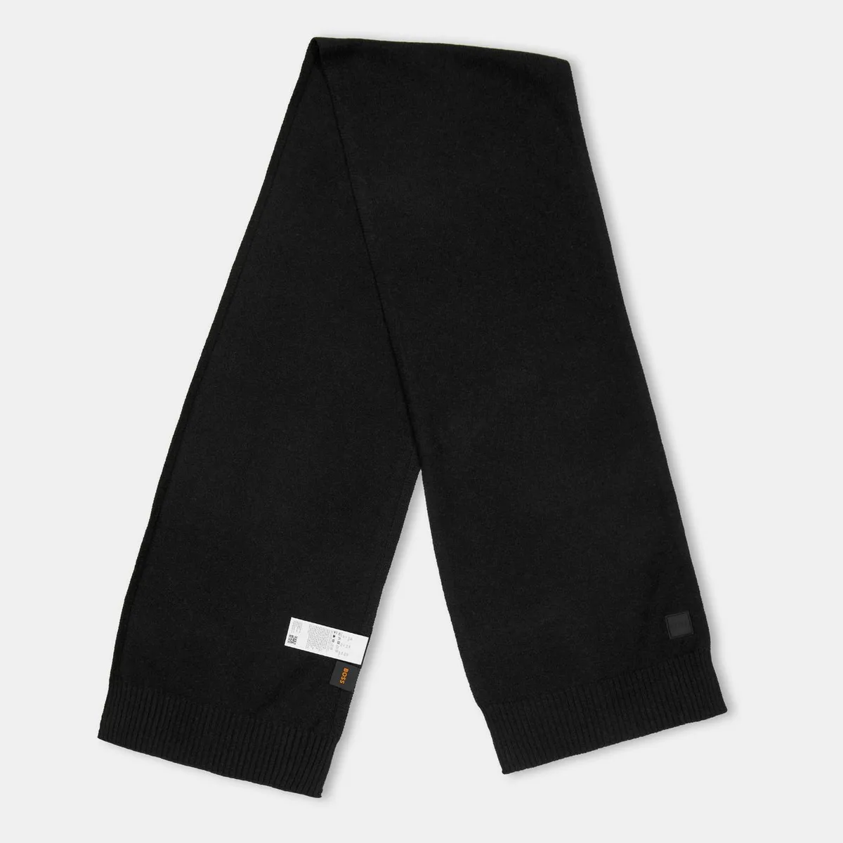 Boss Mens BOSS ORANGE Rib Knitted Scarf with Patch Logo Detail (Akaio)