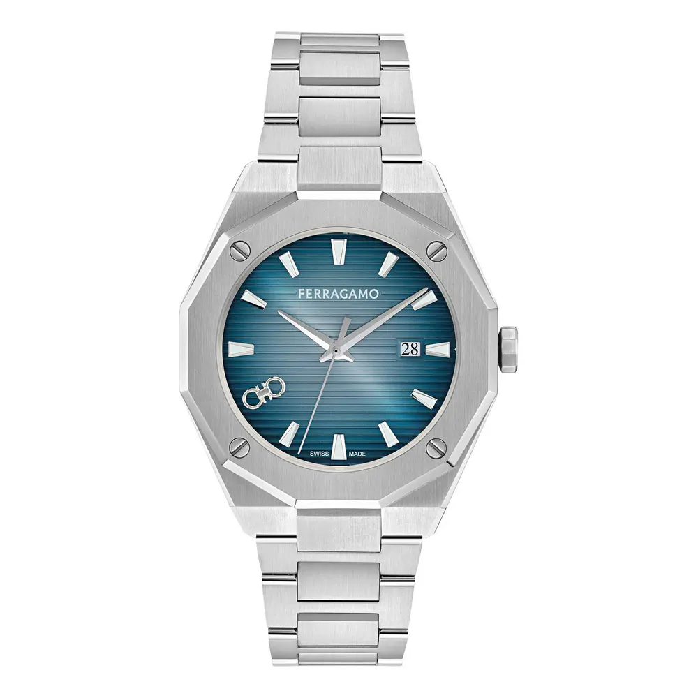 Ferragamo Men's Versillia Analogue Quartz Watch in Blue/Silver – Accessories