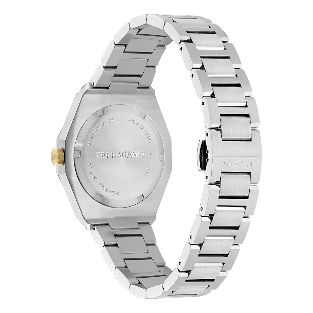Ferragamo Men's Versillia Analogue Quartz Watch in Black/Silver, additional product view 3