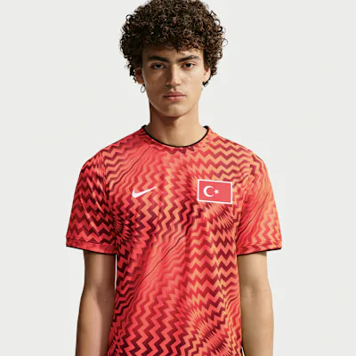 Nike Turkey 2026 Pre-Match Men's Nike Dri-FIT Football Pre-Match Short-Sleeve Top - Bright Crimson/University Red/White