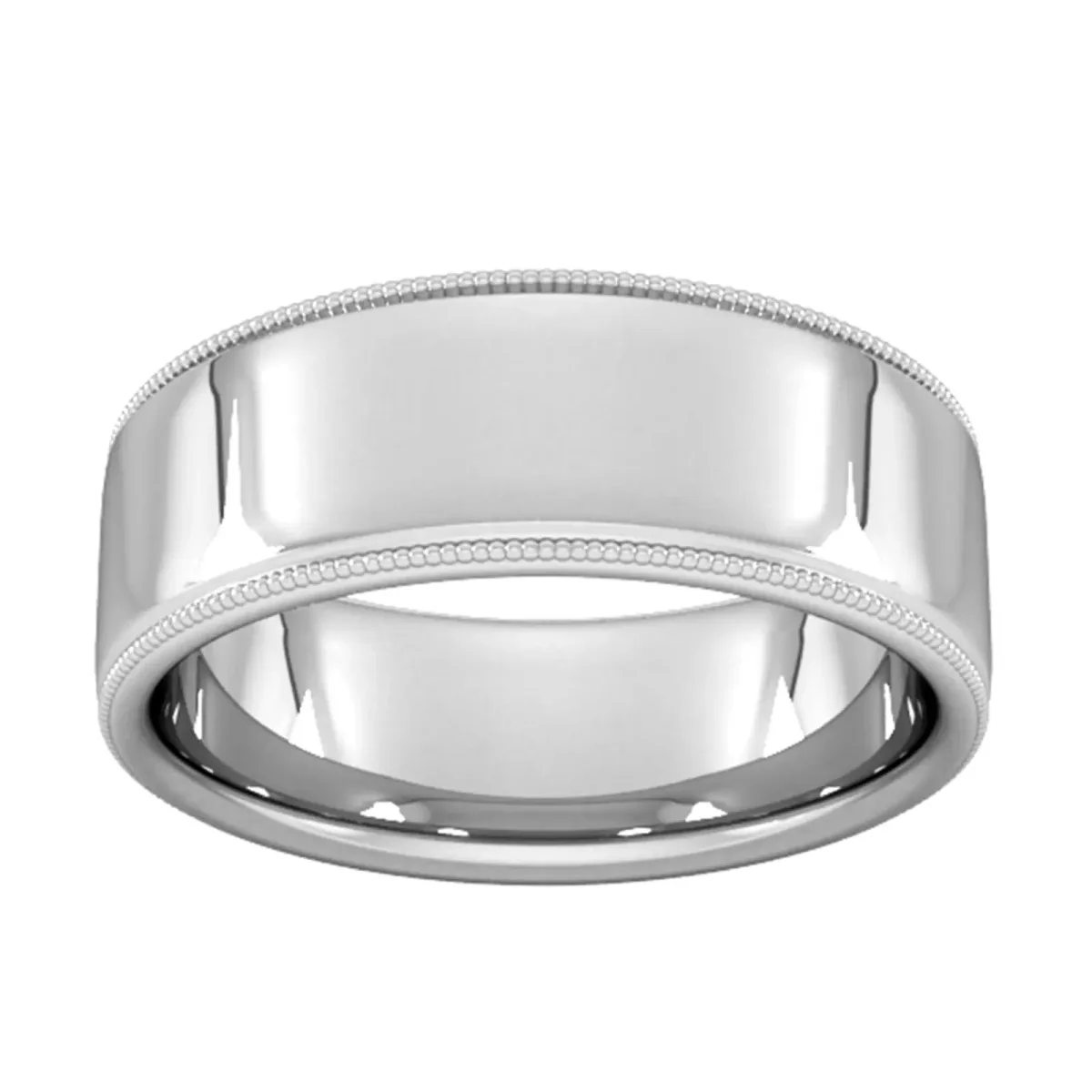 For Him 8mm Traditional Court Standard Milgrain Edge Wedding Ring In 18 Carat Yellow Gold