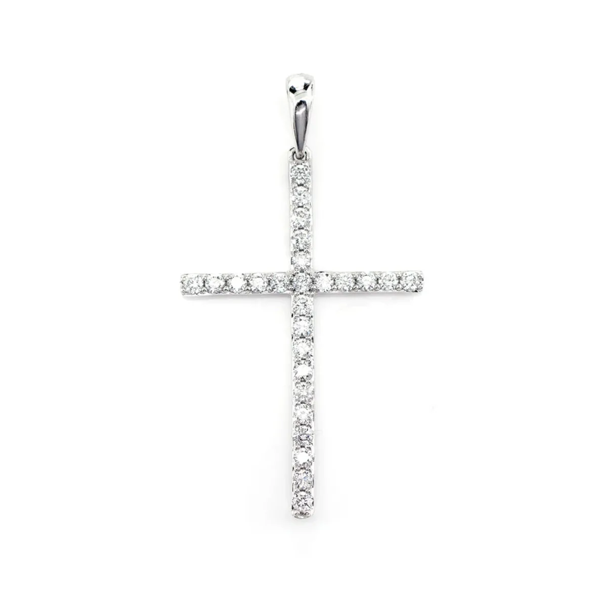 For Him Minimalist Long Diamond Cross Pendant in 0.45ctw / Yellow Gold / Natural Diamond – Pendant