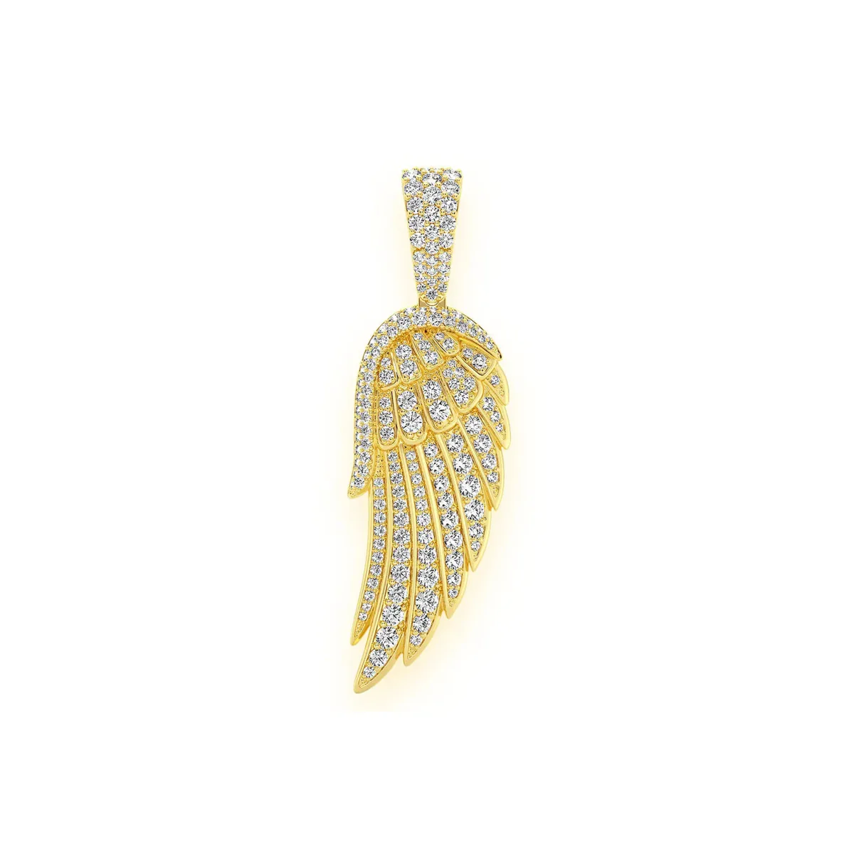 For Him Angel Wing Feather Diamond Pendant in 2.35ctw / Yellow Gold – Pendant