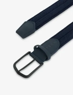 BOGGI MILANO Branded-Buckle Suede-Trim Woven Belt - 34 detail 2