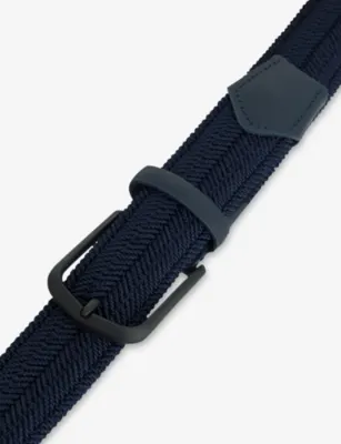 BOGGI MILANO Branded-Buckle Suede-Trim Woven Belt - 34 detail 3