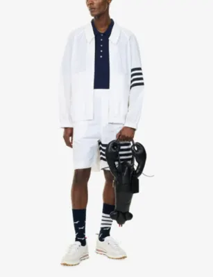 THOM BROWNE Brand-Stripe Relaxed-Fit Soft-Shell Jacket detail 2
