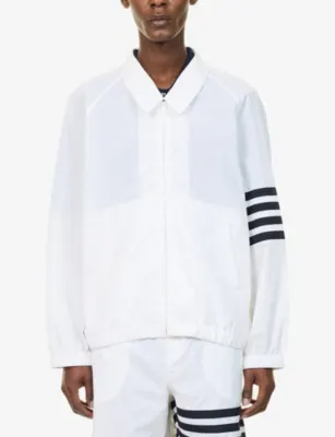 THOM BROWNE Brand-Stripe Relaxed-Fit Soft-Shell Jacket detail 3