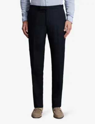 REISS Kin slim-leg pressed-crease linen trousers detail 3