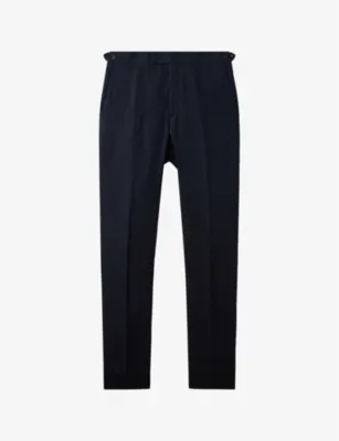 REISS Kin slim-leg pressed-crease linen trousers