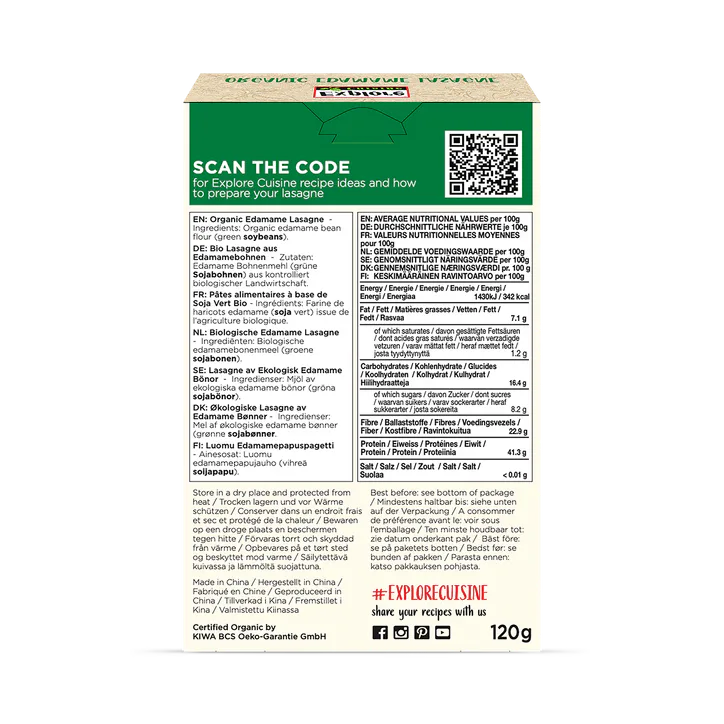 Explore Cuisine Organic Edamame Lasagne 120g, additional product view 2