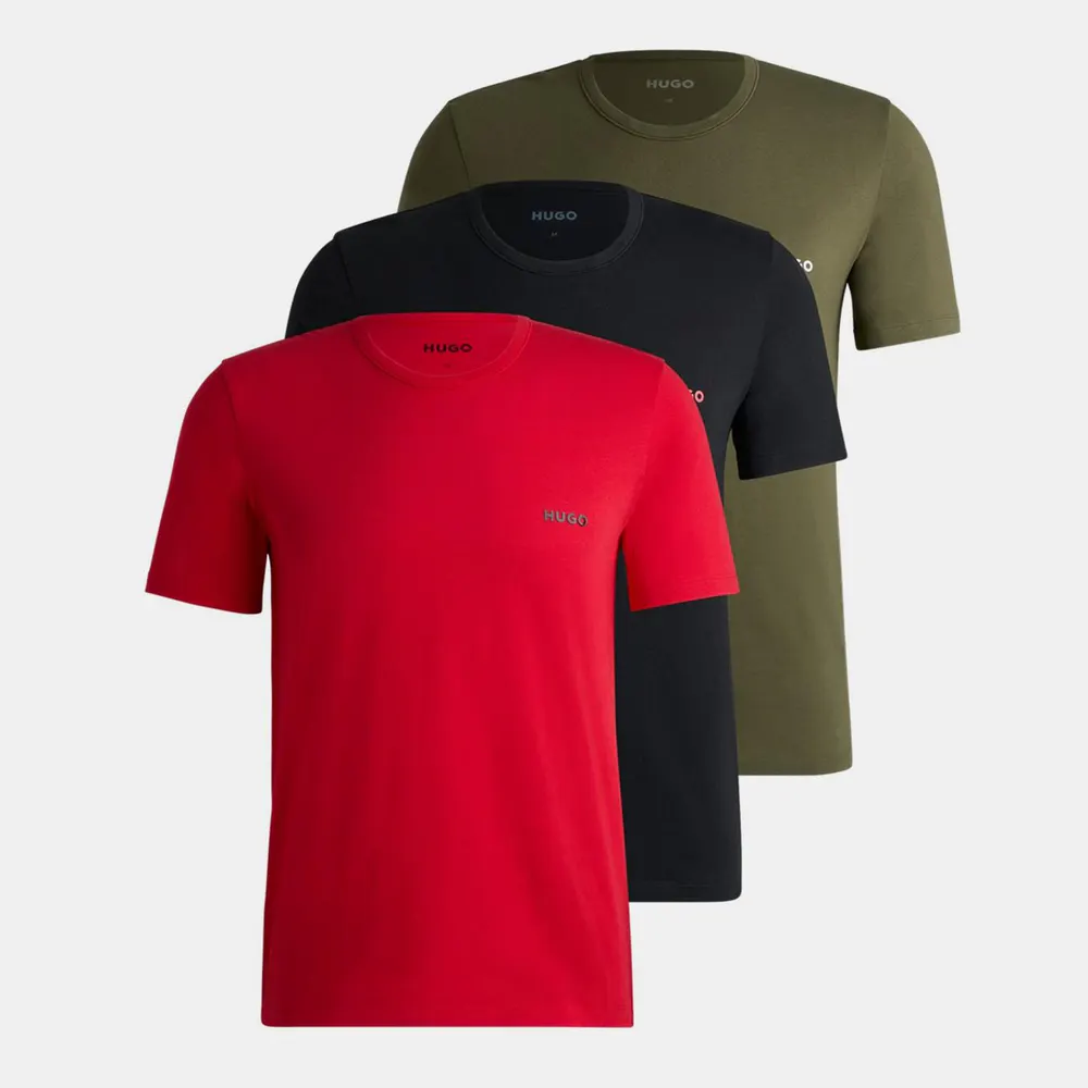 Hugo Mens HUGO 3 Pack Short Sleeve Pyjama T-Shirts with Logo Detail