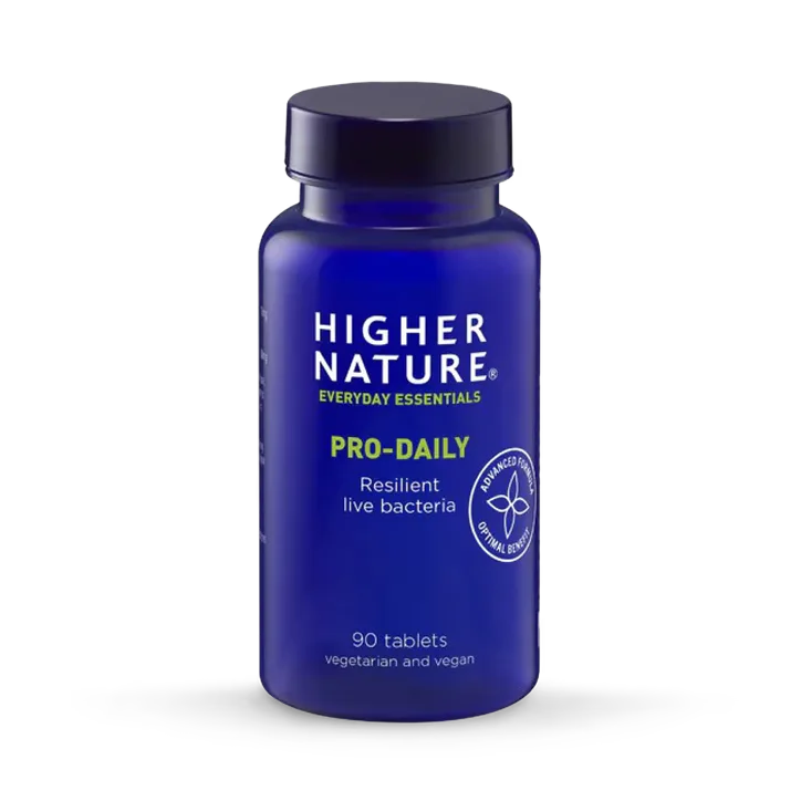 Higher Nature Pro-Daily - Live Bacteria - Bacillus Coagulans with FOS - 90 Vegan Tablets - Pro Daily 90 Capsules