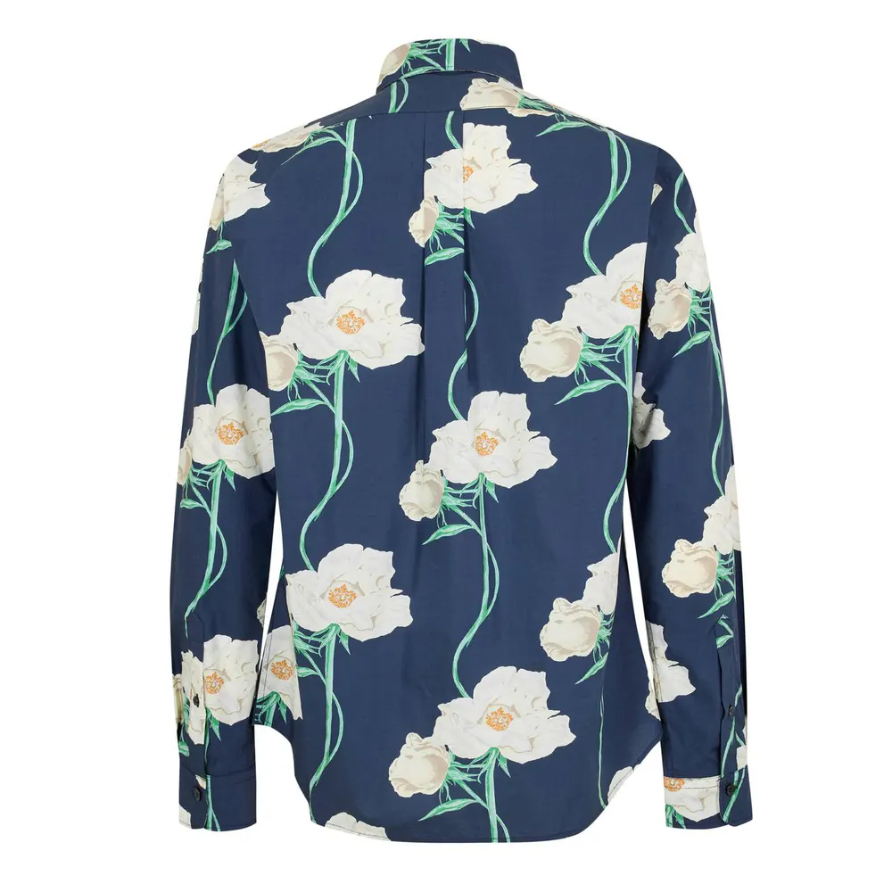 Kenzo Men's Long Sleeve Patterned Shirt in Navy Blue, additional product view 2