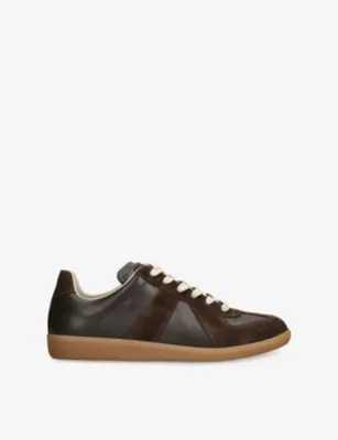 MAISON MARGIELA Replica Leather Low-Top Trainers - DARK BROWN - EUR 44 / 10 UK MEN