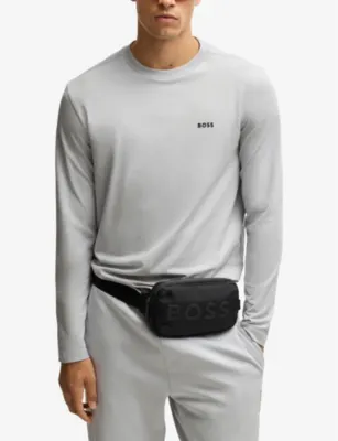 BOSS Brand-print long-sleeve cotton-jersey T-shirt detail 3