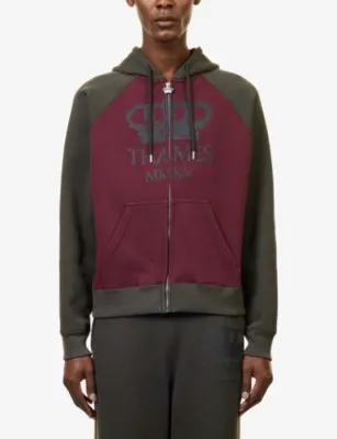 THAMES Stamp Brand-Print Cotton-Blend Hoody detail 3