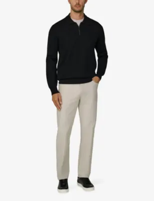 BOGGI MILANO Zip-Neck Long-Sleeve Wool-Blend Polo detail 2