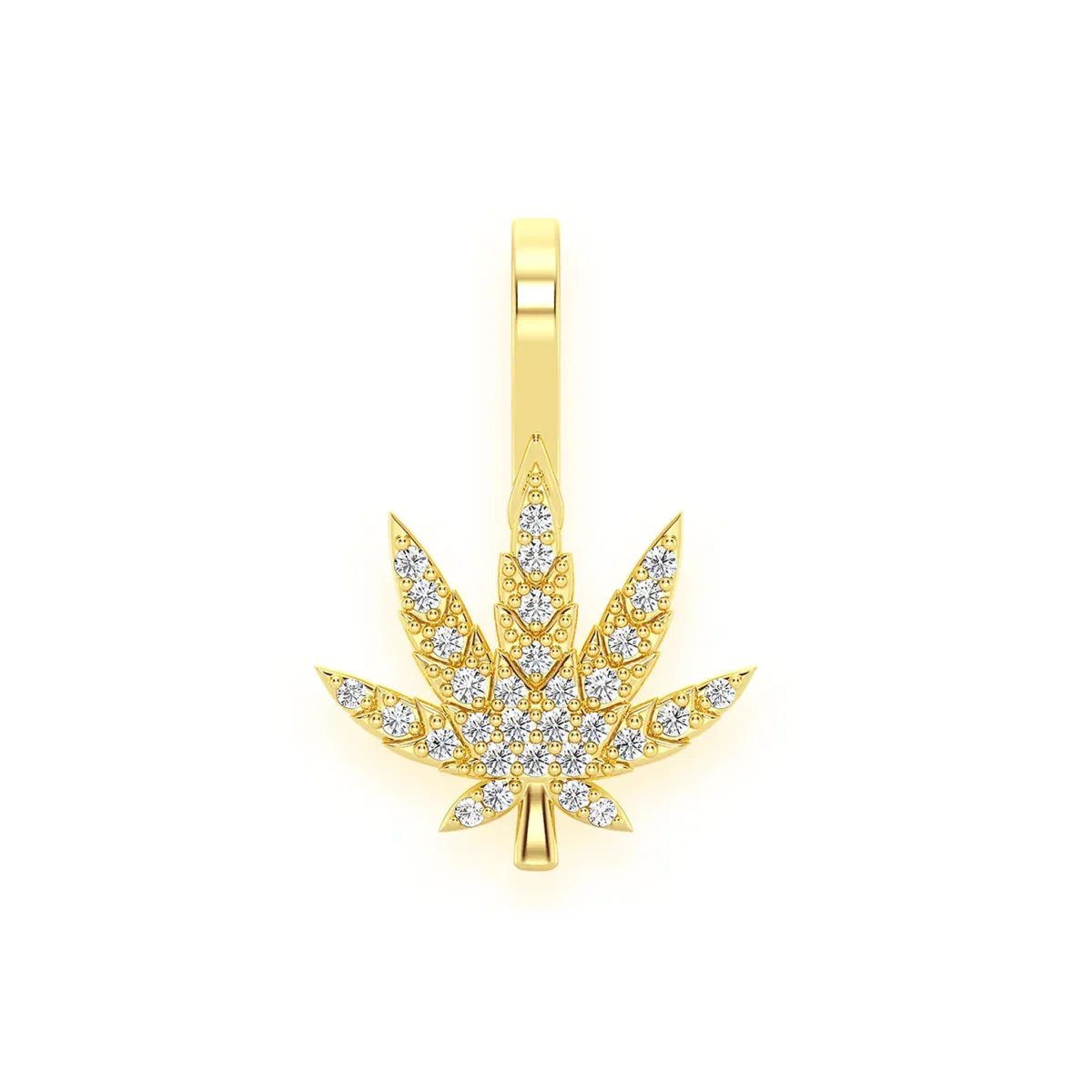 For Him Cannabis Leaf Diamond Pendant in 0.15ctw / Yellow Gold – Pendant