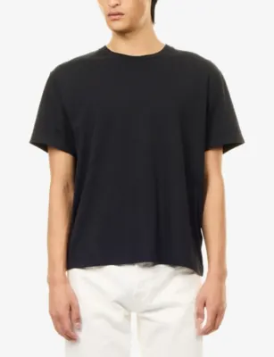 TOTEME Classic Cotton And Cashmere-Blend T-Shirt in BLACK, additional product view 3