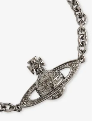 VIVIENNE WESTWOOD Man Mini Bas Relief chain-link brass and cubic zirconia bracelet - 21cm detail 3