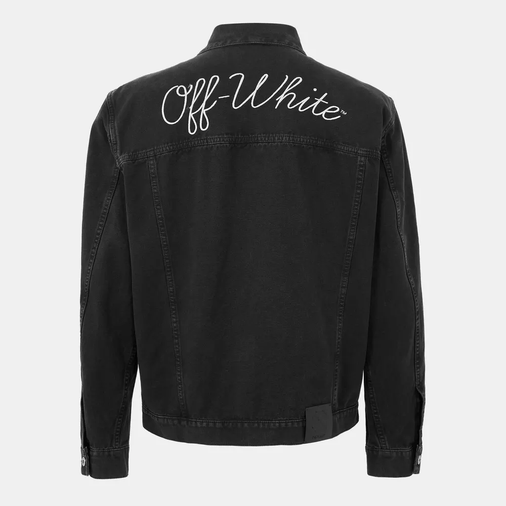Off White Men's - Embroidered Denim Long Sleeve Varsity Jacket detail 2