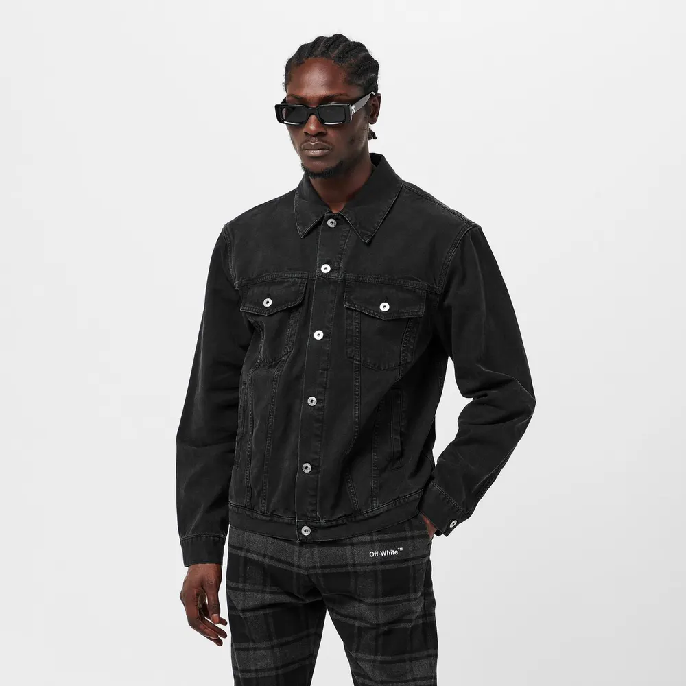 Off White Men's - Embroidered Denim Long Sleeve Varsity Jacket detail 3
