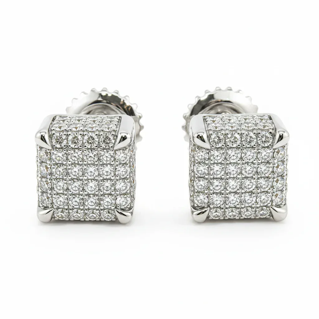 ANNA - LSM 10K Gold Cube Earrings 15558 in White Gold – Earrings