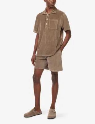 OAS Morel Cotton-Blend Velour Shorts in MOREL, additional product view 2