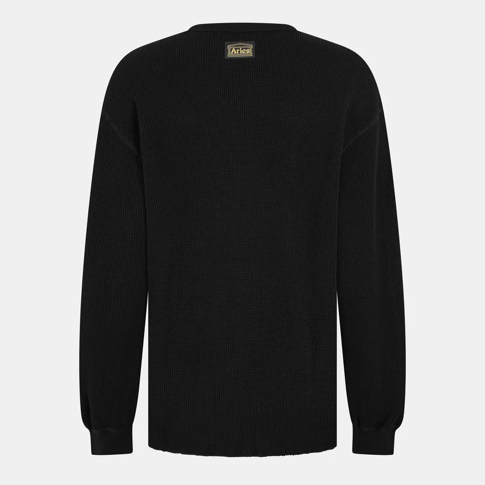 Aries Men's Temple Long Sleeve T-Shirt in Black, additional product view 2