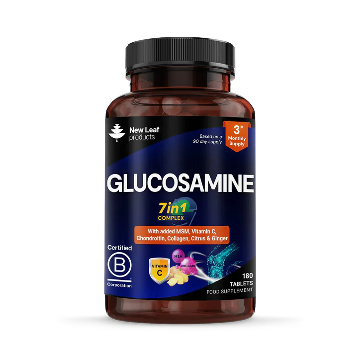 New Leaf Products Glucosamine 7in1 Complex with added MSM, Vitamin C, Chondroitin, Collagen, Citrus & Ginger - 120 Tablets