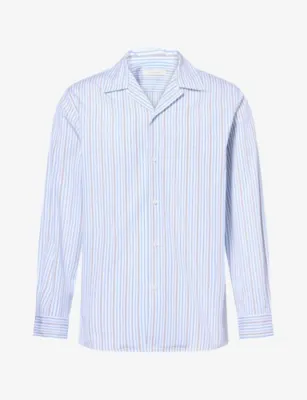 UMIT BENAN Weekend Classic Cotton Shirt in Winter Blue Stripes – Mens | Shirts | Casual Shirts | Long-sleeved