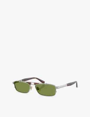 BRUNELLO CUCINELLI BC2010ST Paloma Rectangular-Frame Metal Sunglasses detail 3