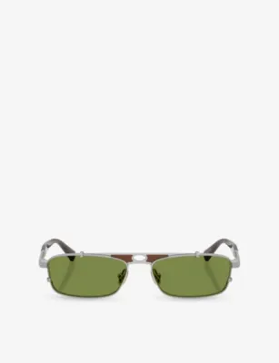 BRUNELLO CUCINELLI BC2010ST Paloma Rectangular-Frame Metal Sunglasses
