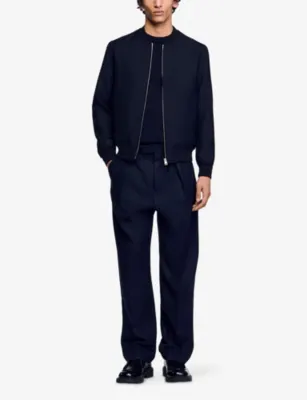 SANDRO Teddy elasticated-cuffs regular-fit wool-blend jacket detail 2