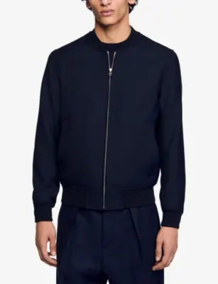 SANDRO Teddy elasticated-cuffs regular-fit wool-blend jacket detail 3