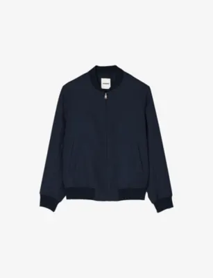 SANDRO Teddy elasticated-cuffs regular-fit wool-blend jacket