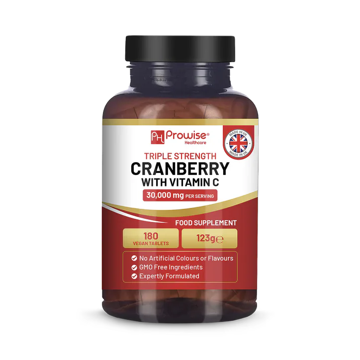 Prowise Healthcare Triple Strength Cranberry 30,000mg Added with Vitamin C I 180 Vegan Tablets