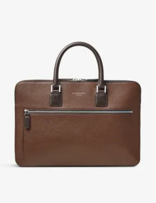 ASPINAL OF LONDON Logo-print double-handle grained-leather document case