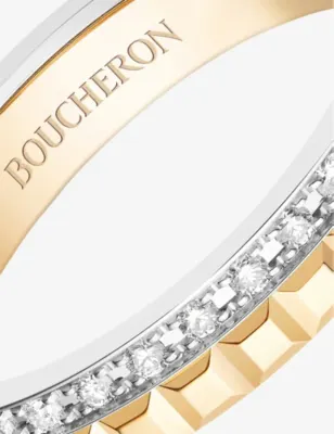 BOUCHERON Quatre Radiant Edition 18ct yellow-gold, 18ct white-gold and 0.24ct diamond ring - O in YELLOW GOLD, additional product view 2