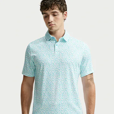 Nike Velocity Men's Dri-FIT Micro-Print Golf Polo - Baltic Blue/Baltic Blue/White