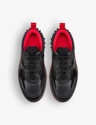 CHRISTIAN LOUBOUTIN Men's Astroloubi leather low-top trainers - EUR 44 / 10 UK MEN in BLACK, additional product view 2