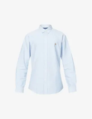 POLO RALPH LAUREN Long-sleeved button-down slim-fit cotton Oxford shirt - BSR BLUE/WHITE STRIPE detail 3