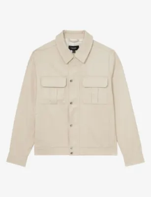REISS Americas Patch-Pocket Cotton-Blend Bomber Jacket
