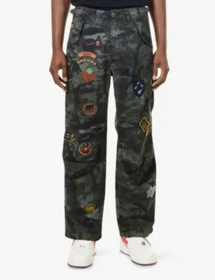 A BATHING APE Hybrid Camo-Print Cargo Cotton Trousers detail 3