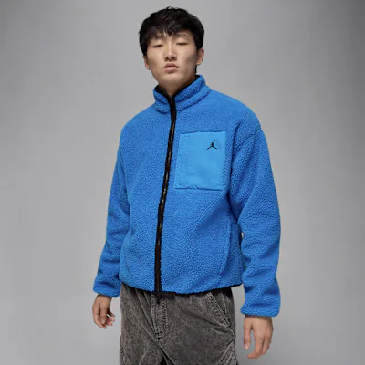 Jordan Flight Men's High-Pile Shearling Jacket - Photo Blue/Black in Photo Blue/Black – Nike men's and unisex