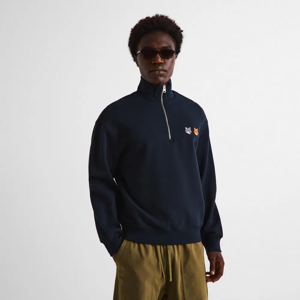 Maison Kitsune Men's Double Fox Hooded Comfort Crew Sweatshirt detail 3