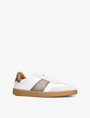 MAGNANNI Kaido branded leather and suede low-top trainers - EUR 43 / 9 UK MEN in WHITE/OTH, additional product view 3