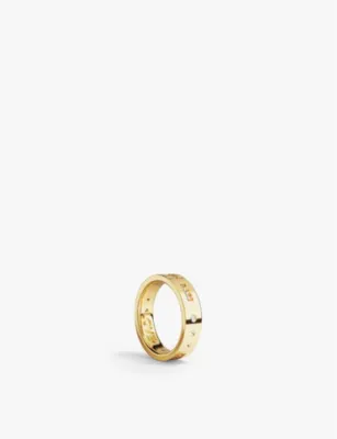 APM MONACO LOVE Morse Code 18ct yellow gold-plated metal alloy and cubic zirconia ring - M in YELLOW GOLD – Mens | Jewellery | Rings