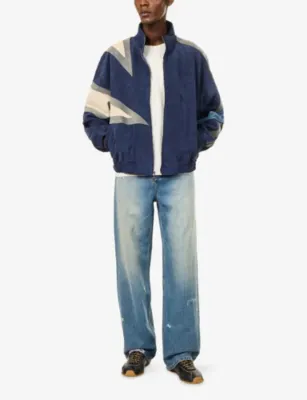 NAHMIAS MVP Star Suede Bomber Jacket in NAVY, additional product view 2