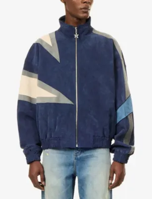 NAHMIAS MVP Star Suede Bomber Jacket in NAVY, additional product view 3